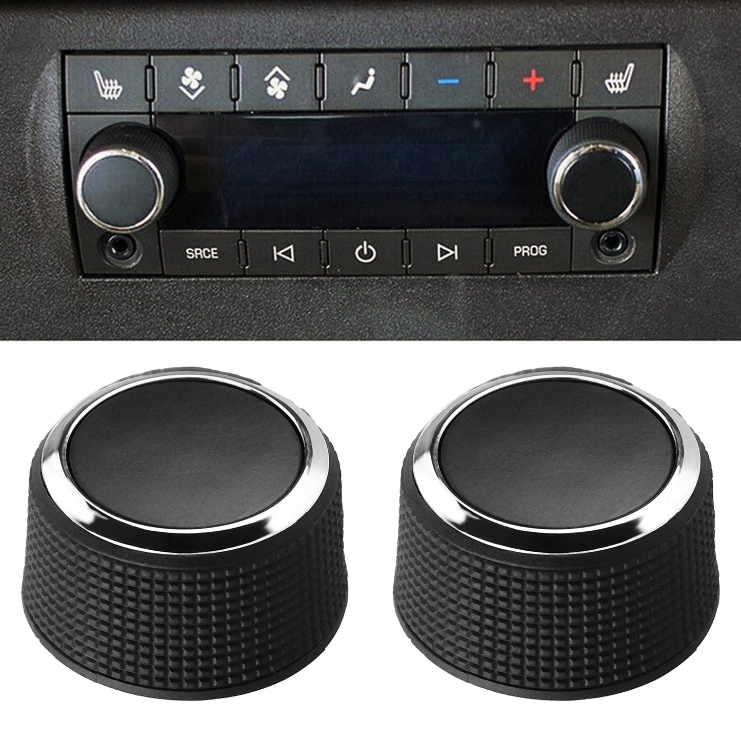 2PCS Rear Audio Control Knobs Compatible with Escalade, Enclave, Tahoe, Chevrolet, GMC - Part# 22912547