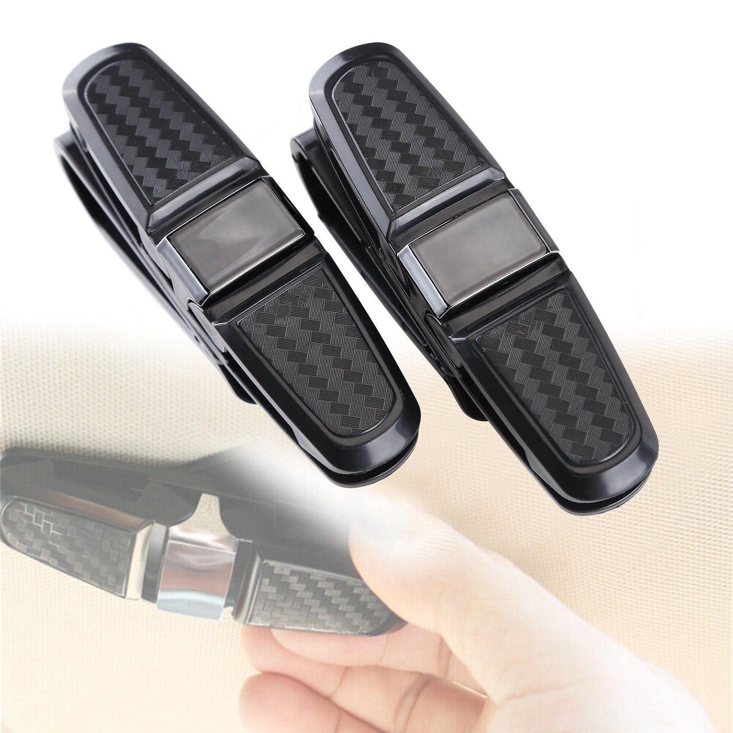 2 Pack Car Sun Visor Glasses Holders, Sunglasses Eyeglasses Mount with Ticket Card Clip β Black