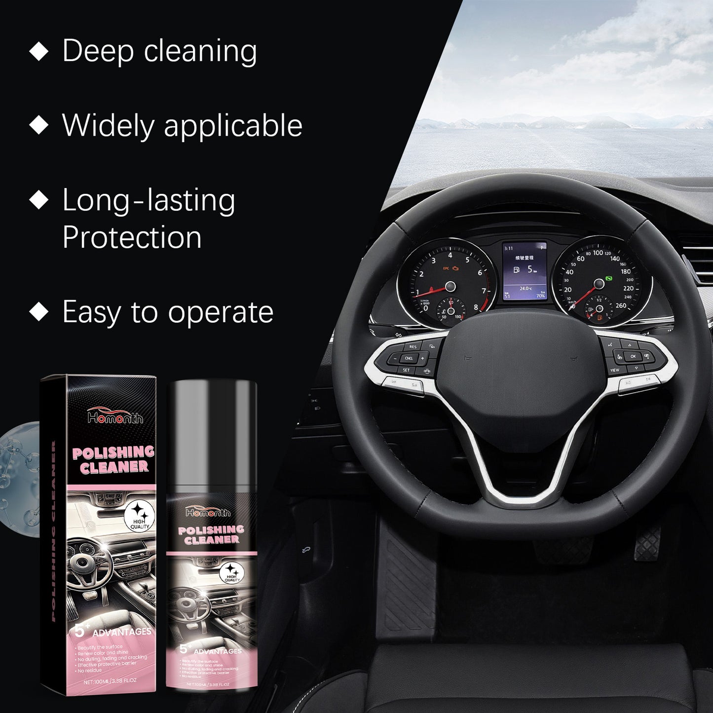 Car Interior Cleaner Interior Polish and Restorer 100ML Deep Clean Polishing Cleaner