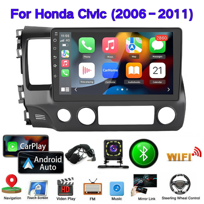 Android 13 Car Stereo for Honda Civic (2006–2011) – 10" Touchscreen, CarPlay & Android Auto, 2+32GB, 12-LED Backup Camera, Left-Hand Drive Compatible