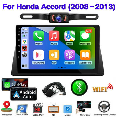 Android 13 Car Stereo for Honda Accord (2008–2013) – 10" Touchscreen, Built-in CarPlay & Android Auto, 2+32GB, Short License Plate Backup Camera