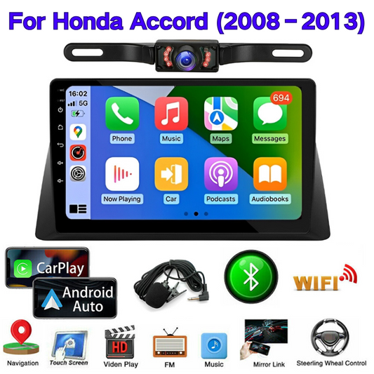 Android 13 Car Stereo for Honda Accord (2008–2013) – 10" Touchscreen, Built-in CarPlay & Android Auto, 2+32GB, Short License Plate Backup Camera