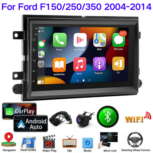 Android 13 Car Stereo for Ford F150/F250 (2004–2014) – 7" Touchscreen with Built-in CarPlay & Android Auto, 4+64GB, AHD Backup Camera & Mic