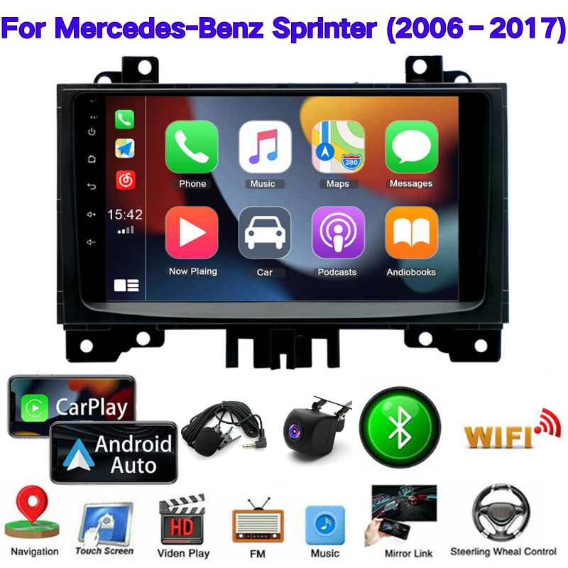 9 Inches Android 13 Car Stereo Radio 2+32G Wifi Compatible for Mercedes Benz Sprinter 2006-2017 with GPS Navi Carplay