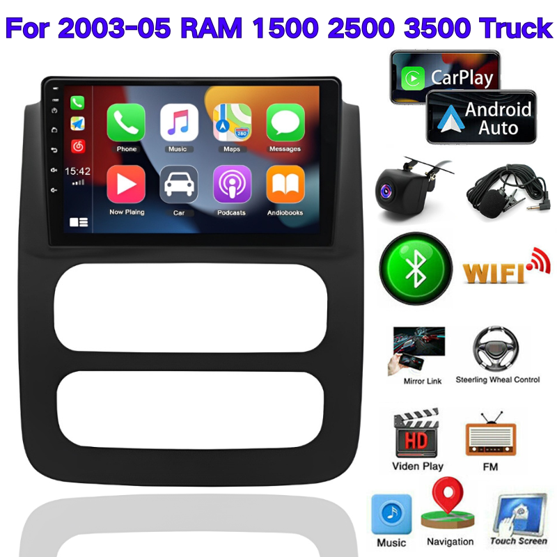 Android 13 Car Stereo Radio 2G RAM & 32G ROM Wireless CarPlay & Android Auto & GPS Navi & Bluetooth & Wi-Fi Compatible for 2003-05 RAM 1500 2500 3500 Truck