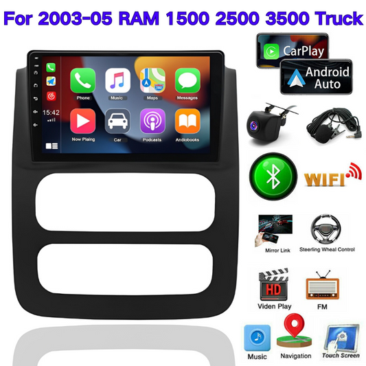 Android 13 Car Stereo Radio 2G RAM & 32G ROM Wireless CarPlay & Android Auto & GPS Navi & Bluetooth & Wi-Fi Compatible for 2003-05 RAM 1500 2500 3500 Truck