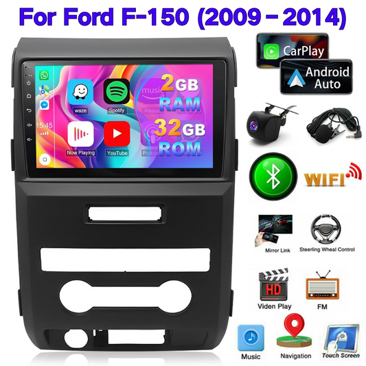 CarPlay & Android Auto Car Stereo for Ford F-150 (2009–2014) – 9" Touchscreen, Android 13, 2+32GB, AHD Backup Camera Compatible