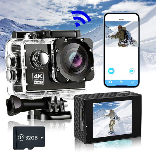 4K Action Camera 1080P/30FPS WiFi 2.0" 170D Underwater Waterproof Helmet Video Recording Camera Sports Cameras Outdoor Mini Cam