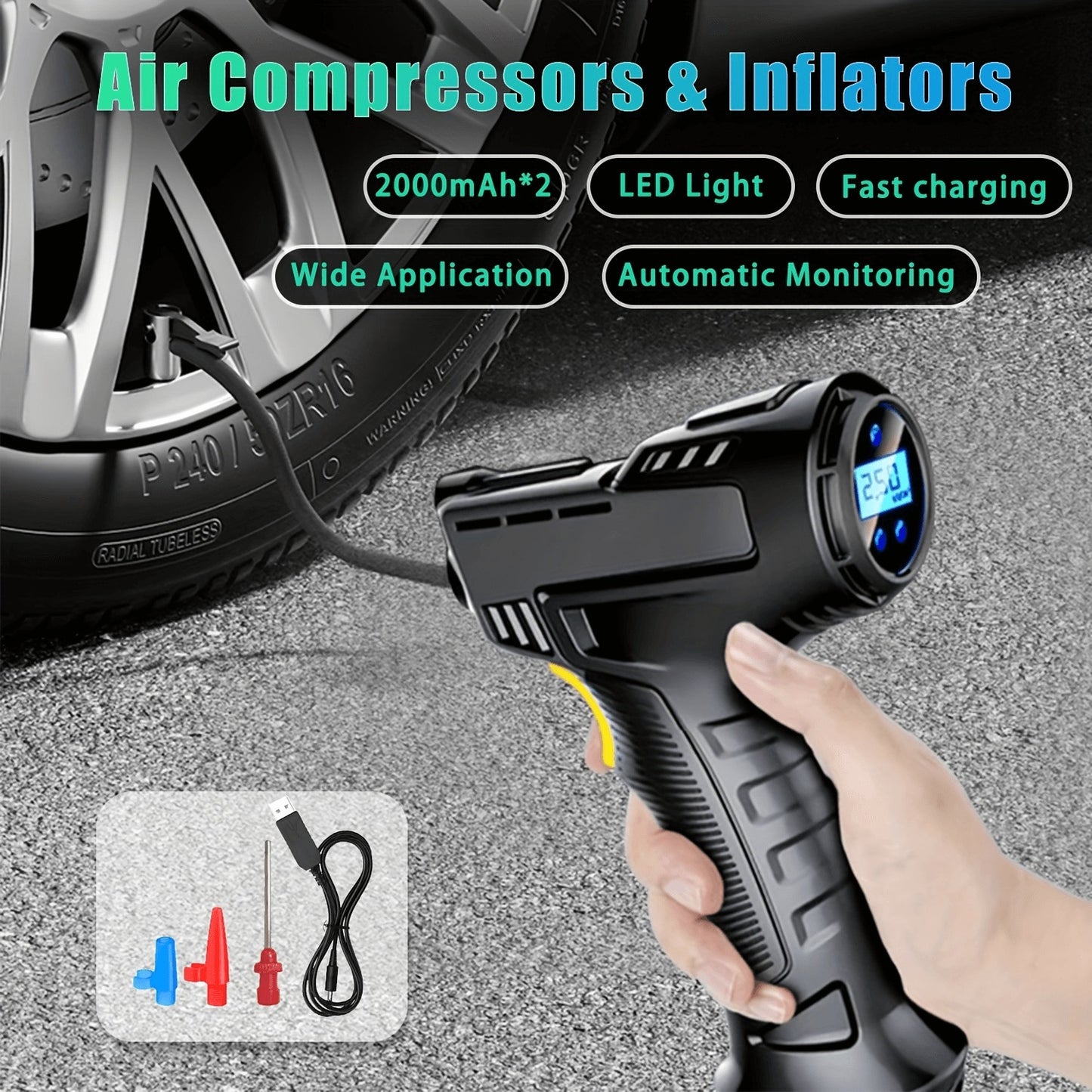 Portable USB Air Pump – Wireless, Rechargeable, Multi-Function Inflator & Deflator for Outdoor & Home Use