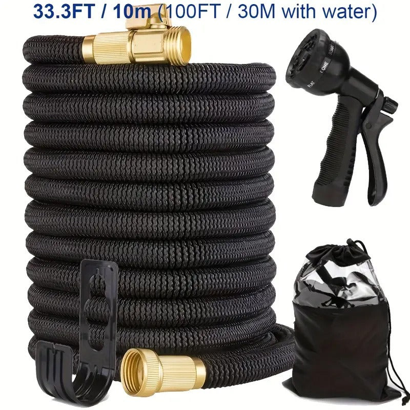 100ft Expandable GetOutero Set – Kink-Free, Flexible Hose with 8-Function Spray Nozzle for Watering & Car Wash