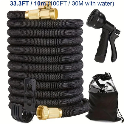 100ft Expandable GetOutero Set – Kink-Free, Flexible Hose with 8-Function Spray Nozzle for Watering & Car Wash
