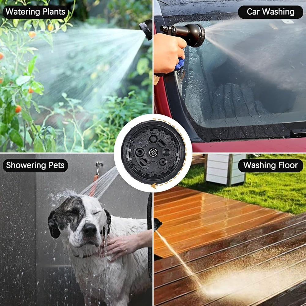 50ft Expandable GetOutero Set – Kink-Free, Flexible Hose with 8-Function Spray Nozzle for Watering & Car Wash