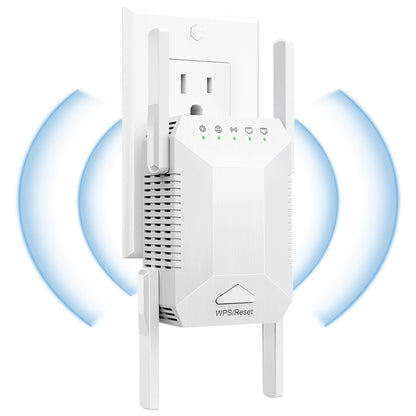 Kompakter WLAN-Signalverstärker mit 1200 Mbit/s und Ethernet-Anschluss. Unterstützt 5-GHz- und 2,4-GHz-Frequenzen für jeden Router. Verbessert Ihr WLAN-Erlebnis.