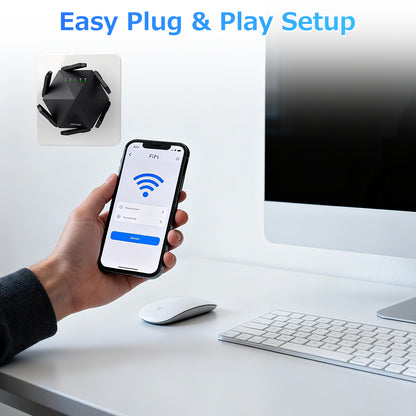 WLAN-Repeater 2025, drahtloser Netzwerkverstärker, Reichweite 121 m², 1200 Mbit/s, Dualband (2,4 GHz & 5 GHz), Ethernet-Anschluss, einfache Einrichtung, deutsche Steckdose, ideal für Gaming-Fans