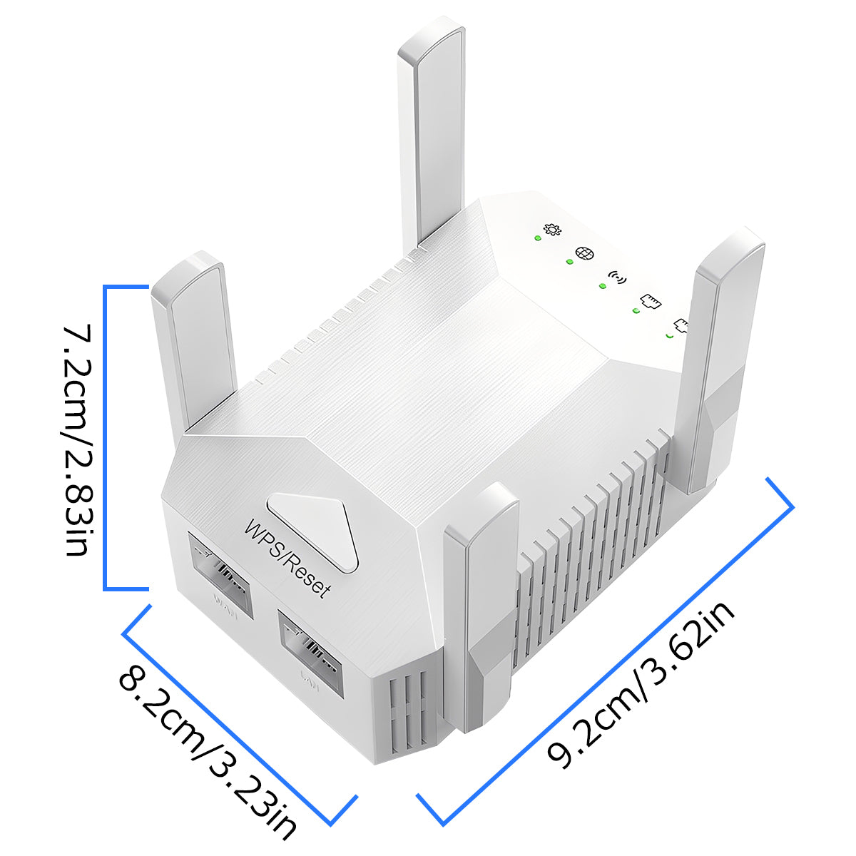 Kompakter WLAN-Signalverstärker mit 1200 Mbit/s und Ethernet-Anschluss. Unterstützt 5-GHz- und 2,4-GHz-Frequenzen für jeden Router. Verbessert Ihr WLAN-Erlebnis.