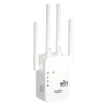 WiFi Extender, WiFi Booster 6X Stronger 1200Mbps WiFi 2.4 & 5Ghz Dual Band (9000 Sq.ft), WiFi Signal Strong Permeability 35 Devices 4 Modes 1-Tap Setting, 4 Antenna 360° Full Coverage, Support Ethernet Port US Plug