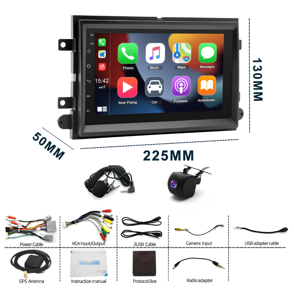 Android 13 Car Stereo for Ford F150/F250 (2004–2014) – 7" Touchscreen with Built-in CarPlay & Android Auto, 4+64GB, AHD Backup Camera & Mic