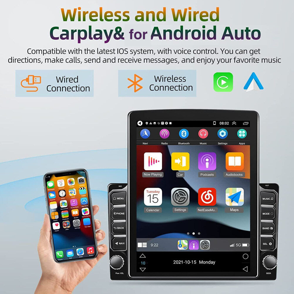 9.7in CarPlay Radio Car Stereo Radio Android 10.0 GPS Wifi 2DIN with Camera