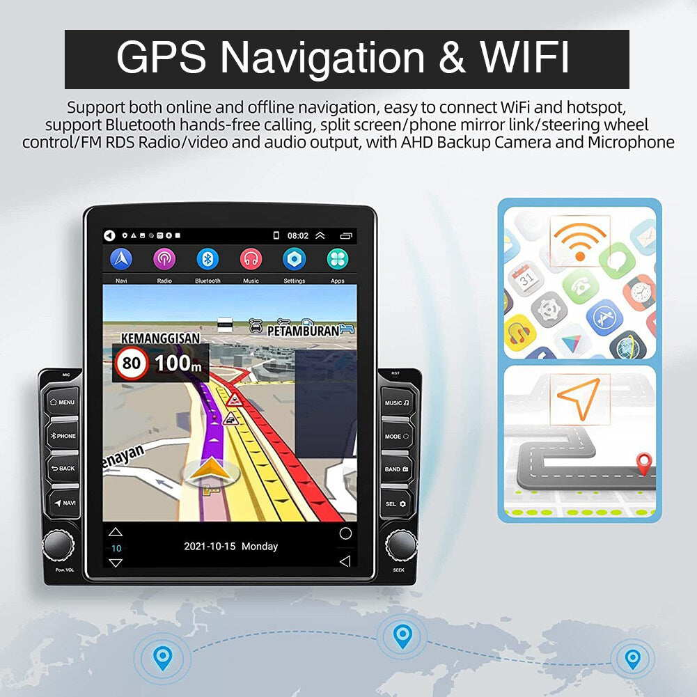 9.7in CarPlay Radio Car Stereo Radio Android 10.0 GPS Wifi 2DIN with Camera