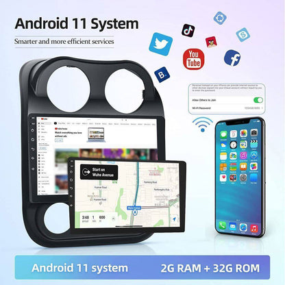 Android 13 Car Stereo for Jeep Compass (2009–2016) – 10" Touchscreen, Built-in CarPlay & Android Auto, 2GB+32GB, AHD Backup Camera, Microphone & Installation Tools Included