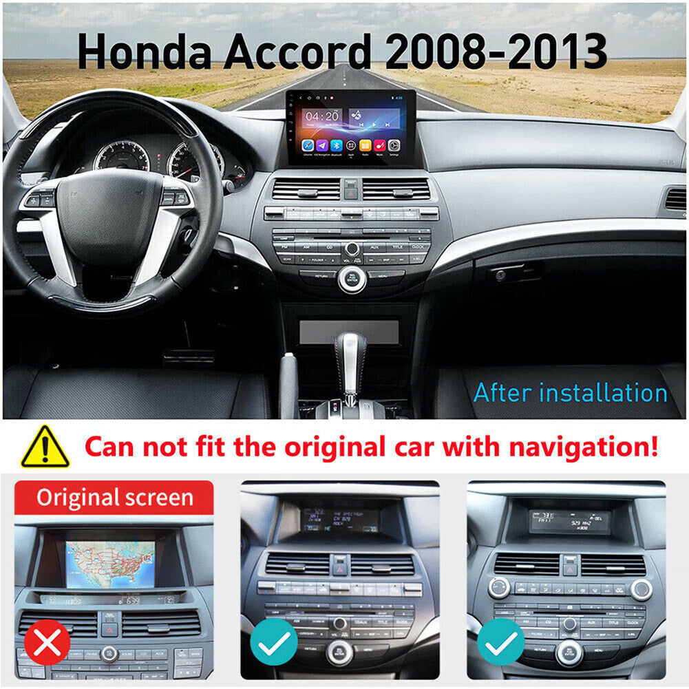 Android 13 Car Stereo for Honda Accord (2008–2013) – 10" Touchscreen, Built-in CarPlay & Android Auto, 2+32GB, Short License Plate Backup Camera