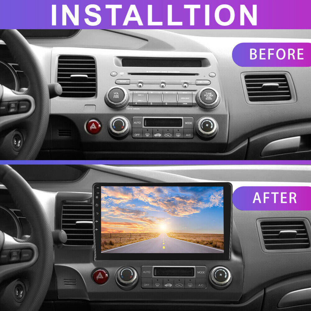Android 13 Car Stereo for Honda Civic (2006–2011) – 10" Touchscreen, CarPlay & Android Auto, 2+32GB, 12-LED Backup Camera, Left-Hand Drive Compatible