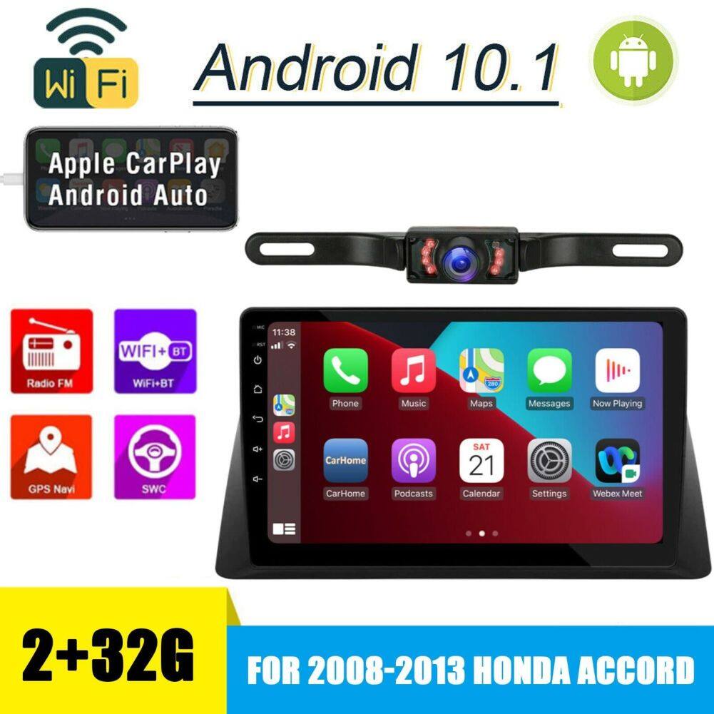 Android 13 Car Stereo for Honda Accord (2008–2013) – 10" Touchscreen, Built-in CarPlay & Android Auto, 2+32GB, Short License Plate Backup Camera
