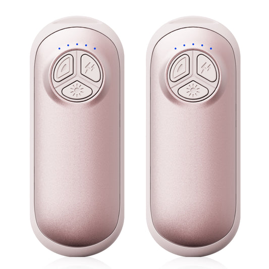 2er-Pack wiederaufladbare Handwärmer mit Taschenlampe – 5 Heizstufen, tragbarer Taschenwärmer zum Skifahren und für Outdoor-Aktivitäten, ideales Wintergeschenk für Damen und Herren