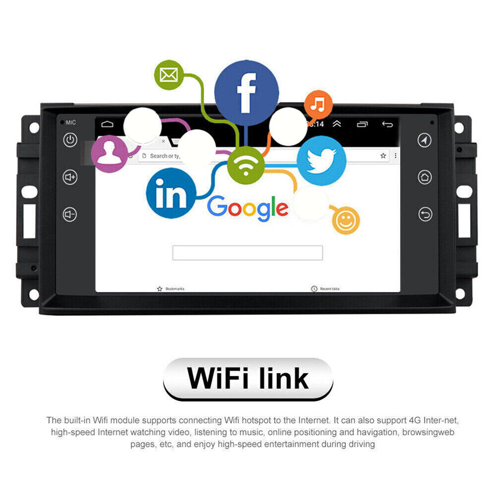 Android 13 Car Stereo for Jeep Wrangler 2007–2017 – 7" Touchscreen with Wireless CarPlay, Android Auto, GPS, Bluetooth, 2+32GB, AHD Backup Camera Also compatible with select Chrysler & Dodge models.