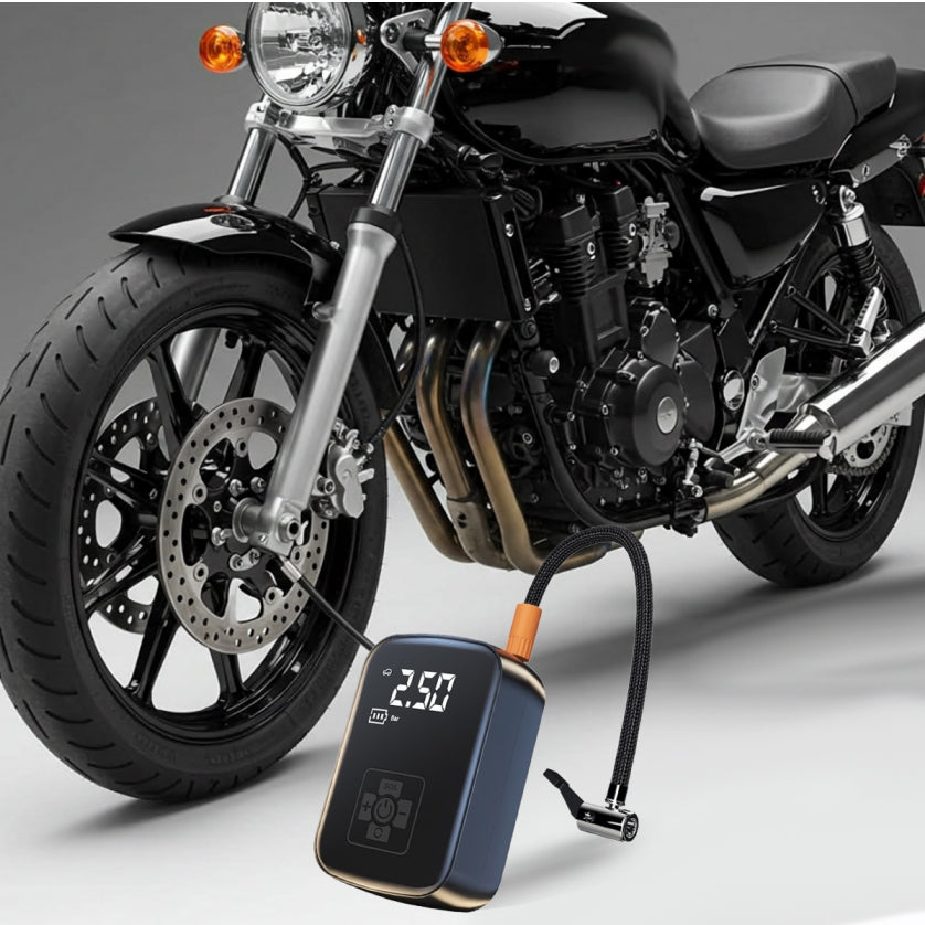 Laueily Air pumps for motorcycles Small portable air compressor tire inflator with LED light Air pumps for motorcycles, suitable for motorcycle tire balls, rechargeable compact tire inflator, multifunctional air compressor