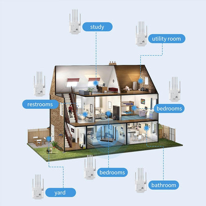 Wi-Fi 6 Extender/Repeater Dualband-WLAN-Verstärker mit 6 Antennen, 1200 Mbit/s, WLAN-Signalverstärker für Heimbüro, kompatibel mit Wi-Fi 6, Plug-and-Play-Einrichtung