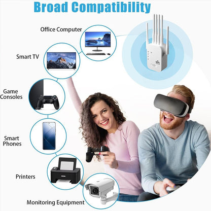 Wi-Fi 6 Extender/Repeater Dualband-WLAN-Verstärker mit 6 Antennen, 1200 Mbit/s, WLAN-Signalverstärker für Heimbüro, kompatibel mit Wi-Fi 6, Plug-and-Play-Einrichtung