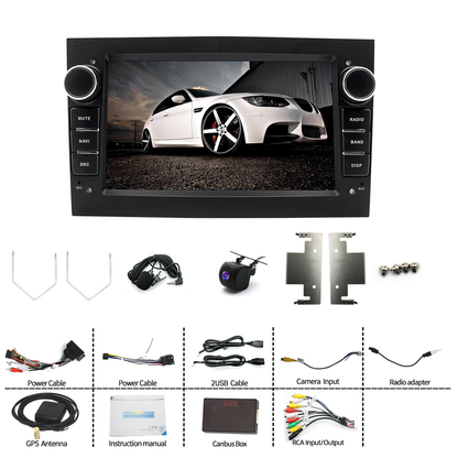 Android 13 Car Stereo for Opel/Vauxhall Astra Corsa (6-Button, Black) – 7" Touchscreen with Built-in Wireless CarPlay & Android Auto, 2+32GB, AHD Backup Camera & Microphone