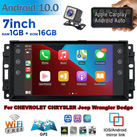 Android 13 Car Stereo for Jeep Wrangler 2007–2017 – 7" Touchscreen with Wireless CarPlay, Android Auto, GPS, Bluetooth, 2+32GB, AHD Backup Camera Also compatible with select Chrysler & Dodge models.