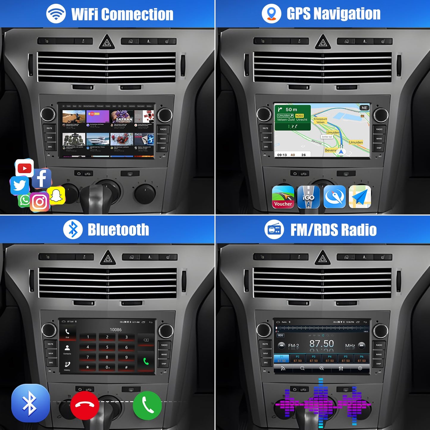 Android 13 Car Stereo for Opel/Vauxhall Astra Corsa (6-Button, Black) – 7" Touchscreen with Built-in Wireless CarPlay & Android Auto, 2+32GB, AHD Backup Camera & Microphone