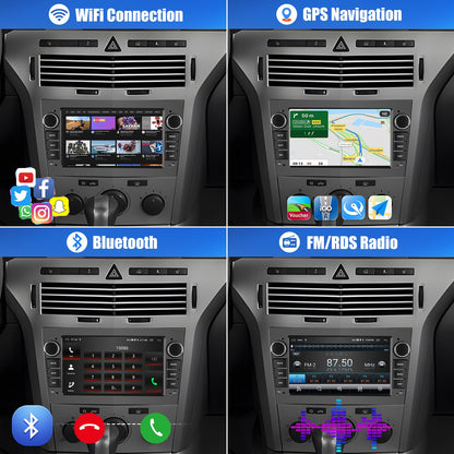 Android 13 Car Stereo for Opel/Vauxhall Astra Corsa (6-Button, Black) – 7" Touchscreen with Built-in Wireless CarPlay & Android Auto, 2+32GB, AHD Backup Camera & Microphone