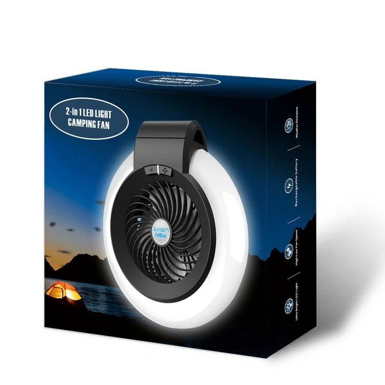 Rechargeable Camping Fan with LED Light – Portable, Lightweight & Long Battery Life for Outdoor Adventures