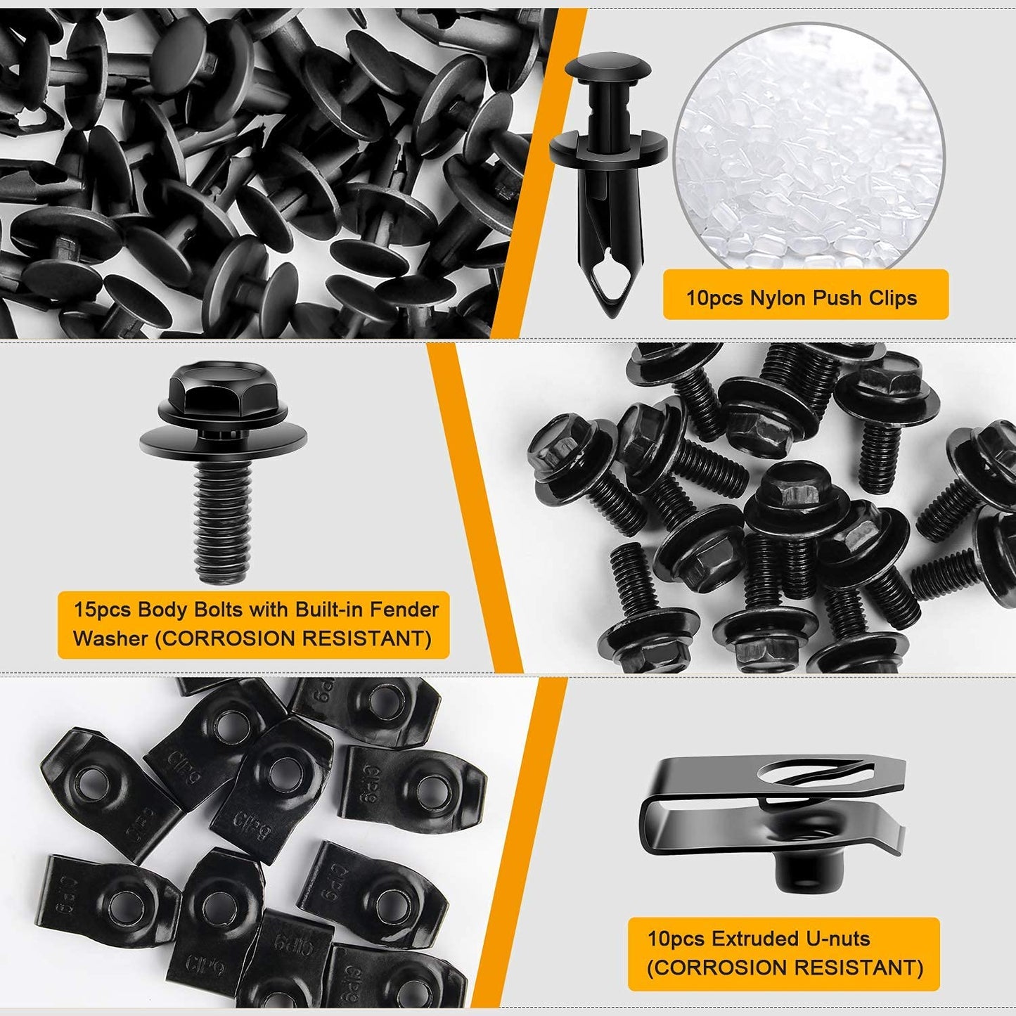 35pcs Engine Under Cover Splash Shield Guard Bumper Body Bolts & U-nut Clip Fastener