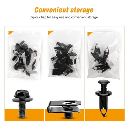 35pcs Engine Under Cover Splash Shield Guard Bumper Body Bolts & U-nut Clip Fastener