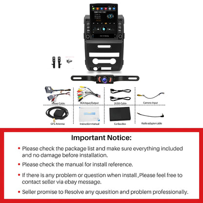 Android 13 Car Stereo for Ford F-150 2009–2014 – 9.7" Touch Screen, Wireless CarPlay & Android Auto, 2+32GB, Wide License Plate Camera