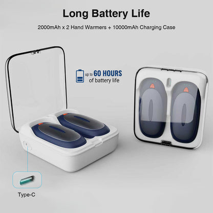 Intelligente KI-Handwärmer im 2er-Pack mit Ladeetui – Taschenwärmer, 3 Heizstufen, schnelles Aufheizen, luxuriöses Geschenk für Winter, Reisen & Outdoor-Aktivitäten, tragbares Weihnachtsgeschenk
