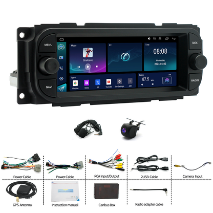 CarPlay Android 13 Car Stereo Radio GPS WiFi BT 2+32GB Compatible for Cherokee Wrangler Chrysler
