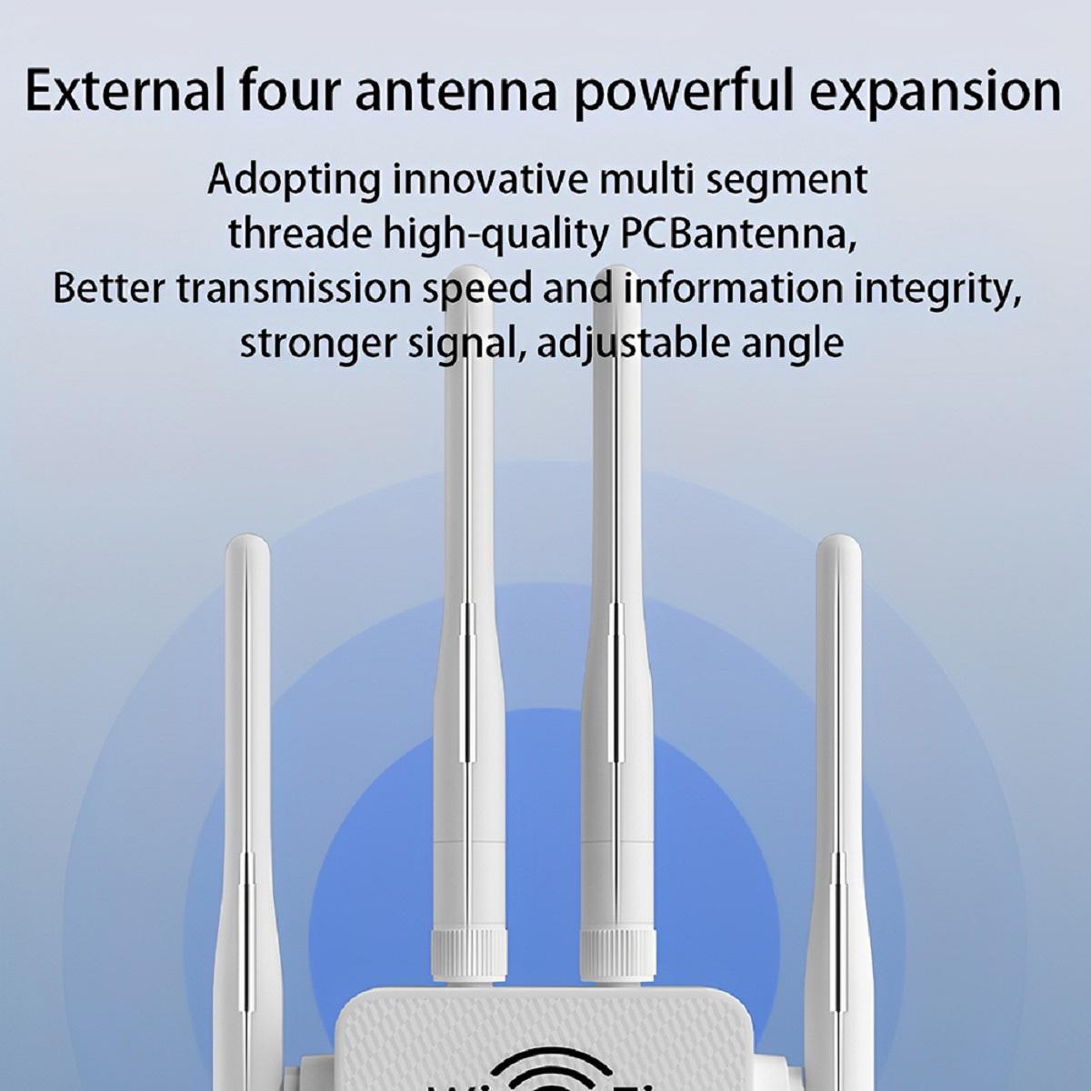 1200 Mbit/s BHP 5G High-Speed-Repeater, Signalverstärker, WLAN-Booster, Dualband-WLAN-Netzwerk, Vierdraht-Repeater, UK-Spezifikation, Weiß