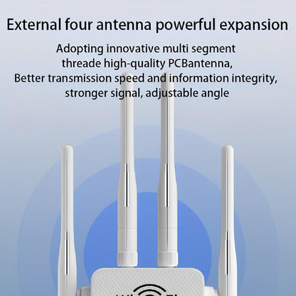 1200 Mbit/s BHP 5G High-Speed-Repeater, Signalverstärker, WLAN-Booster, Dualband-WLAN-Netzwerk, Vierdraht-Repeater, UK-Spezifikation, Weiß