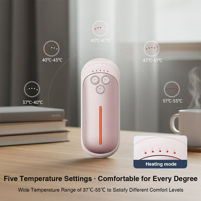 Elektrischer Handwärmer im 2er-Pack, 5 Heizstufen + Taschenlampe, tragbar für Taschenhandschuhe, Geschenkidee zu Weihnachten, Winter-Must-have, Outdoor, für Damen und Herren