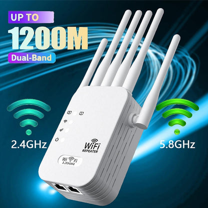Wi-Fi 6 Extender/Repeater Dualband-WLAN-Verstärker mit 6 Antennen, 1200 Mbit/s, WLAN-Signalverstärker für Heimbüro, kompatibel mit Wi-Fi 6, Plug-and-Play-Einrichtung