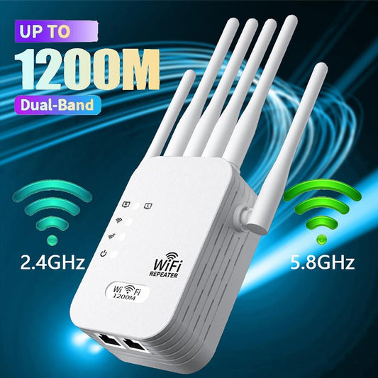 Wi-Fi 6 Extender/Repeater Dualband-WLAN-Verstärker mit 6 Antennen, 1200 Mbit/s, WLAN-Signalverstärker für Heimbüro, kompatibel mit Wi-Fi 6, Plug-and-Play-Einrichtung
