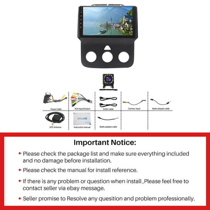 Android 13 Car Stereo for Dodge RAM (2013–2019) – 9" Touchscreen, Built-in CarPlay & Android Auto, 2GB+32GB, 12-LED Backup Camera, Black Frame (Manual A/C Version)
