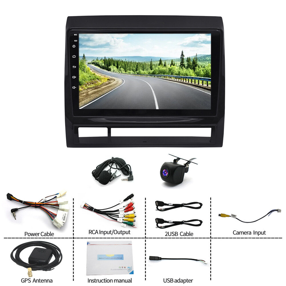 Android 13 Car Stereo for 2005–2013 Toyota Tacoma – 9" Touchscreen with Wireless CarPlay, Android Auto, 2+32GB, AHD Backup Camera & Microphone