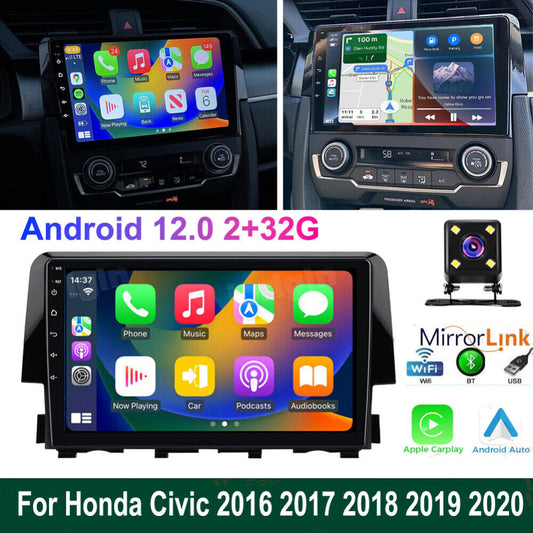 Android 13 Car Stereo for Honda Civic 2016-2020 – 9 Inch Touch Screen with CarPlay, Android Auto, 2+32G, 4-LED Backup Camera